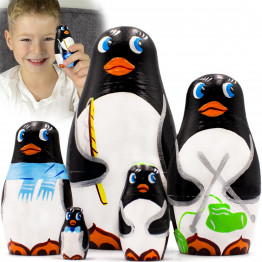 Penguin Nesting Dolls Set of 5 pcs - Matryoshka with Penguin Figurines