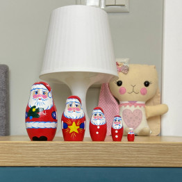 Santa Nesting Dolls Set of 5 pcs - Christmas Russian Nesting Dolls