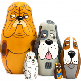 Dog Nesting Dolls Set of 5 pcs - Russian Matryoshka with Dog Figurines - Dog Lover Gifts - Dog Themed Gifts