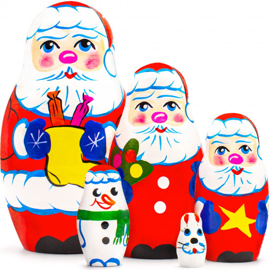 Santa Nesting Dolls Set of 5 pcs - Ded Moroz Figurines