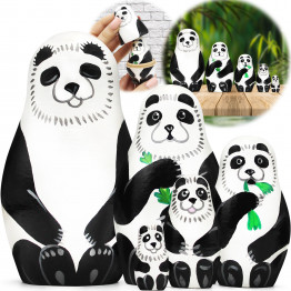Panda Nesting Dolls – 5-Piece Wooden Set – Handcrafted and Hand-Painted Collectible Gift
