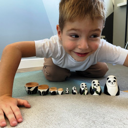 Panda Nesting Dolls – 5-Piece Wooden Set – Handcrafted and Hand-Painted Collectible Gift