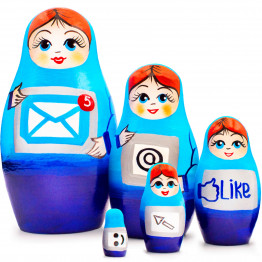 Unusual Matryoshka Doll for Geek Decor - Blue Nesting Dolls Set of 5 pcs