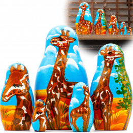 Giraffe Nesting Dolls Set of 5 pcs - Matryoshka Doll with Figurines Giraffe