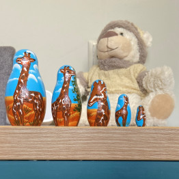 Giraffe Nesting Dolls Set of 5 pcs - Matryoshka Doll with Figurines Giraffe