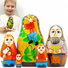 Jack and the Beanstalk Nesting Dolls – Hand-Painted Wooden Toy Set of 5 Pics