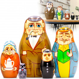 Sherlock Holmes Nesting Dolls Set of 5 pcs - Matryoshka Holmes and Watson