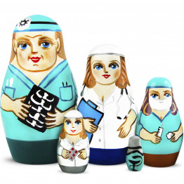 Medical Nesting Dolls Set of 5 – Hand-Painted Wooden Gift for Doctor or Nurse