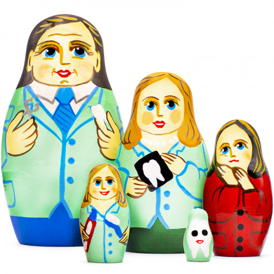 Dentist Nesting Dolls Set of 5 pcs - Medical Themed Handcrafted Matryoshka