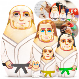 Martial Arts Nesting Dolls Set of 5 pcs - Jiu Jitsu gifts - Karate Themed Gifts