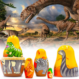 Dinosaur Nesting Dolls Set of 5 pcs - Matryoshka Doll with Dinosaur Figurines