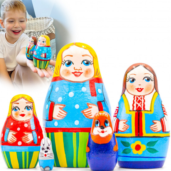 Wooden Nesting Dolls Family Set