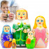 Cinderella Nesting Dolls Set – 5 Hand-Painted Wooden Figures – Fairy Tale Montessori Toy Gift