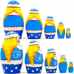 Snegurochka Matryoshka Dolls Set 5 pcs - Christmas Nesting Dolls with Snow Maiden Figurine