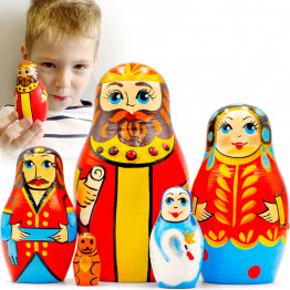Tale of Tsar Saltan Nesting Dolls Set of 5 pcs - Wooden Russian Matryoshka Souvenir