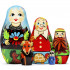 Buratino Nesting Dolls Set – 5 Handcrafted Wooden Figures – Eco-Friendly Fairy Tale Toy Gift