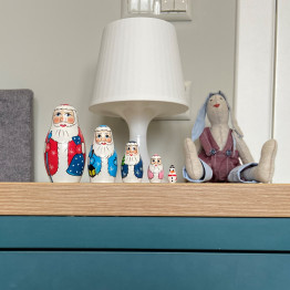 Russian Ded Moroz Nesting Dolls Set of 5 pcs - Wooden Santa Claus Doll