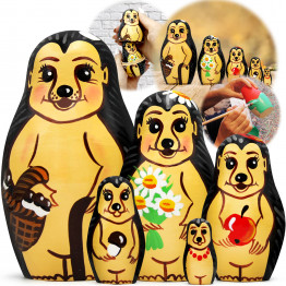 Nesting Dolls Hedgehogs Toys Set 5 pcs - Hedgehogs Animal Figurines Handpainted