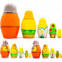 Easter Nesting Dolls Set of 5 – Hand-Painted Wooden Matryoshka Featuring Bunnies and Chicks