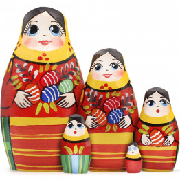 Easter Nesting Dolls Set of 5 pcs - Matryoshka with Easter Eggs
