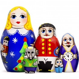 Nutcracker Wooden Nesting Dolls Set of 5 pcs - Handpainted Christmas Nutcracker Figurines