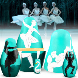Wooden Nesting Dolls 5-Piece Swan Lake Ballet - Hand-Painted Natural Wood Russian Gift
