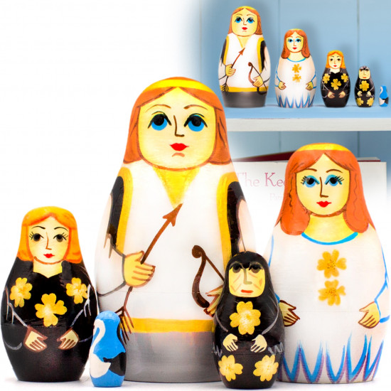 Swan Lake Ballet Nesting Dolls Set of 5 pcs - Wooden Ballerina Doll