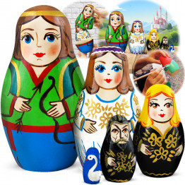 Swan Lake Nesting Dolls – 5-Piece Hand-Painted Wooden Set – Ballet-Themed Russian Dolls