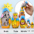 African Animals Set 5 Piece Wood Nesting Dolls - Safari Figurine Set Wooden Matryoshka