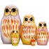 Owl Nesting Dolls Set of 5 pcs - Handmade Wooden Owls