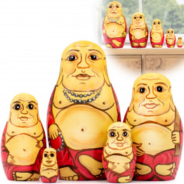 Buddha Nesting Dolls Set of 5 pcs - Wooden Buddha Matryoshkas