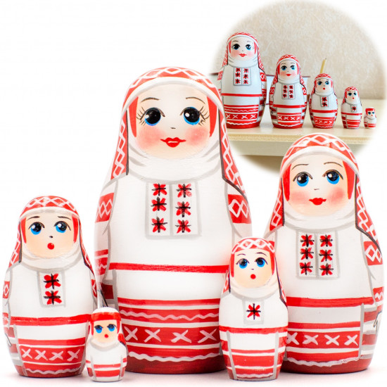 Collectible Series «Folk Costumes of Belarus»: Matryoshka «Malorita Costume», Set of 5