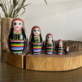 Domachevo Nesting Dolls 5 pcs - Matryoshka Doll in Belarusian Traditional Dress with Slavic Ornaments
