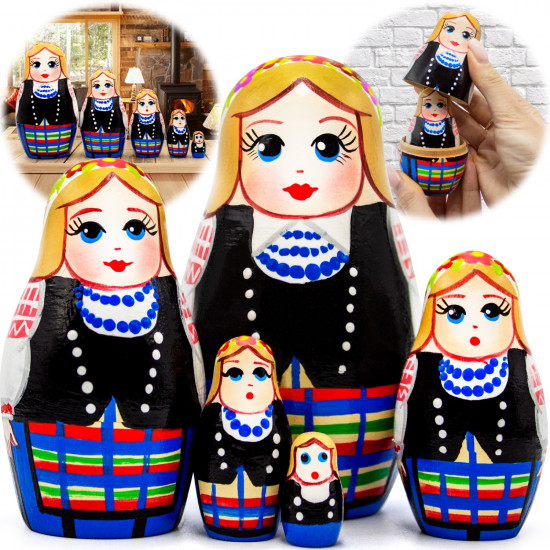 Collectible Series «Traditional Women's Costumes of Belarus»: Matryoshka «Navahrudak Costume», Set of 5