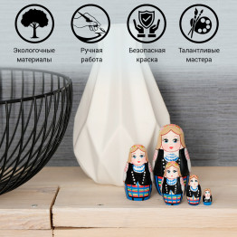 Collectible Series «Traditional Women's Costumes of Belarus»: Matryoshka «Navahrudak Costume», Set of 5