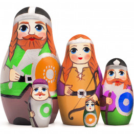 ikings Nesting Dolls Set of 5 pcs - Viking Decor - Wooden Viking Figures