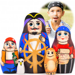 Pirates Nesting Dolls Set of 5 pcs - Pirate Party Decorations