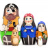 Pirates Nesting Dolls Set 5 pcs - Wooden Pirate Figurines