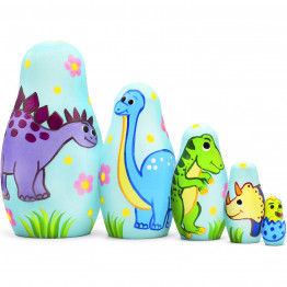Nesting Dolls Dinosaur Sets of 5 pcs - Handmade Dinosaur Gifts for Kids