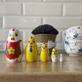 Chicken Nesting Dolls Set 5 Pcs - Russian Hand Painted Matryoshka Doll