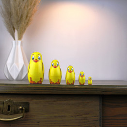 Ducklings Nesting Dolls Set 5 pcs - Wooden Mother Duck and Ducklings