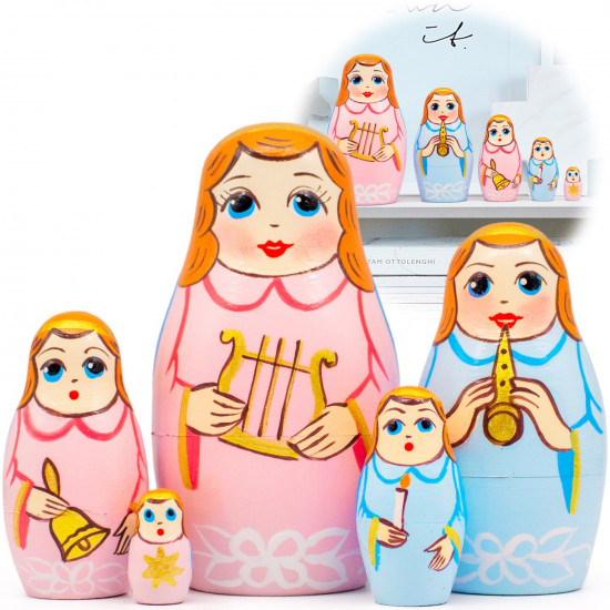 Angels Matryoshka Nesting Dolls Set of 5 Pcs - Angels Figurine Collectibles