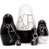 Origami Style Black and White Nesting Dolls Set of 5 pcs - Black Decor Geometric Animals