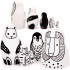 Black and White Animals Nesting Dolls Set of 5 pcs - Russian Black and White Toys