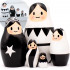 Modern Black-and-White Nesting Dolls Set of 5