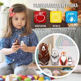 Forest Animal Nesting Dolls Set of 5 – Hand-Painted Wooden Toys