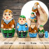 Fishermen Russian Nesting Dolls Set 5 pcs - Cute Matryoshka Dolls for Fishing Decor