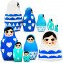 Blue Nesting Dolls Set of 5 pcs - Russian Dolls Blue Nursery Decor for Boys