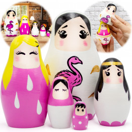 Russian Dolls Girly Room Decoration - Nesting Dolls Set of 5 pcs - Pink Gifts for Girls
