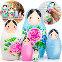 Russian Matryoshka Dolls, Kawaii Room Decor and Desk Accessories Set of 5 Pcs